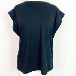 ZARA BLACK SLEEVELESS CREW NECK CAP SLEEVE T-SHIRT WOMENS MEDIUM